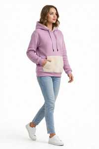 <b>Women's</b> Regular Fit Solid Breathable Casual Long Sleeve Regular Length Modal Zip-Through Hoodie with Front Logo and Pockets - Product Image 6
