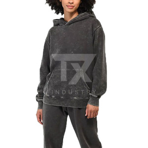 Custom Logo Front Knitted Women Acid Wash Hoodie Streetwear Wholesale <b>Cheap</b> Price Heavyweight - Product Image 4