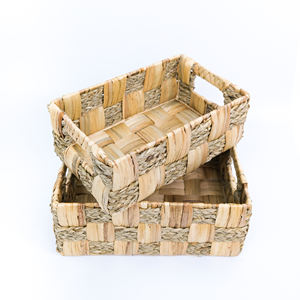 Panier à pain en jacinthe d'eau tressé à la main avec poignées découpées, paniers de cuisine à bas prix - Product Image 6