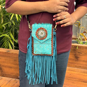 Bolsos Cruzados de Piel Auténtica con Flecos 2025, Bolsos Mini de Piel Vacuna Multifuncionales para Mujer, Bolsos para Teléfono Móvil - Product Image 2