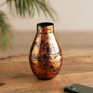 Premium Metal Copper Vase for Home Decor, Elegant Decorative <b>Flower</b> Vase with Traditional Pattern, Tabletop Vase for Living Room - Product Image 1