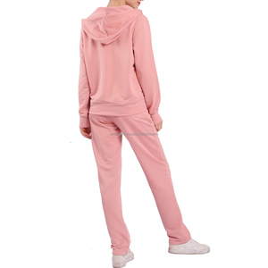 Ensemble de survêtement pour femme avec fermeture éclair, haut et pantalon, couleur unie, logo personnalisé, vente en gros pour la saison hivernale - Product Image 6
