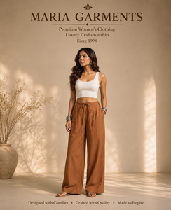 Pantalones Anchos de Lino/Algodón para Mujer, Ropa Maria |   Pantalones Palazzo Bohemios Cómodos con Cordón Ajustable, Estilo Casual - Product Image 5