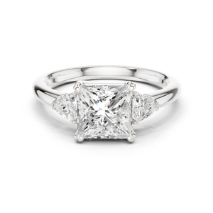 Bague de fiançailles de luxe en argent avec trois diamants taille princesse, certifiée IGI VVS1 VS1, bijoux fins pour femme - Product Image 1