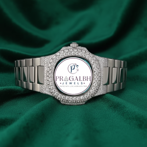 นาฬิกาเพชรหรู Pragalbh Jewels นาฬิกาโมอิสซาไนต์ หน้าปัดสีน้ำเงิน ประดับเพชรเต็มเรือน ตัวเรือนสแตนเลสสตีล ระบบออโตเมติก เครื่องกล ของขวัญสำหรับผู้ชาย - Product Image 6