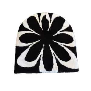 Unisex Geometric Jacquard Beanie Hat 56-58CM Acrylic <b>Winter</b> <b>Cap</b> Casual Style Black White Orange Beige Pattern - Product Image 4