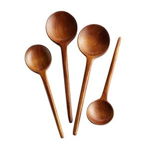 Lot de couverts en bois personnalisés en gros pour usine : bols ronds profonds et cuillères à soupe à long manche pour la cuisine et la table, idéal pour la maison et les cadeaux. - Product Image 1