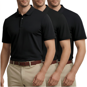 Polo à manches courtes pour homme, couleur unie, respirant, en coton tricoté, vêtement décontracté, coupe classique - Product Image 2