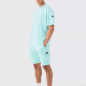 Ensemble t-shirt et short en coton rayé pour homme, vêtements décontractés d'été, respirant, blanc - Product Image 2