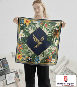 Collection en Gros de Foulards Carrés Personnalisés Haut de Gamme, Imprimés, Tendance, Style Hijab, Doux au Toucher Soie, pour le Cou - Product Image 1