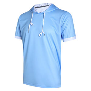 Sudadera con capucha de manga corta para hombre, estilo relajado, ligera, estilo hip hop, informal, de algodón mezclado, para hombre - Product Image 1