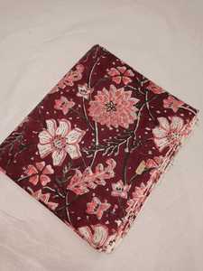 Kain Katun Murni 100% Motif Bunga India Cetak Tangan Warna Biru Denim dan Hijau, Baru Datang, Dijual Per Yard, Pakaian Wanita