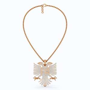 Colgante de águila albanesa con incrustaciones de moissanita, estilo Hip Hop, para hombre, con diseño de águila de dos cabezas y opción de letra/nombre personalizado - Product Image 5