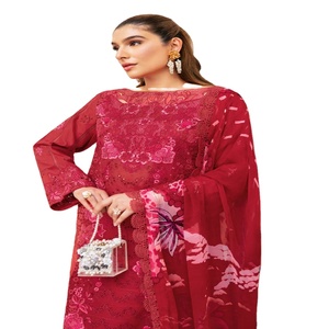 Liquidación: Salwar Original de Ramsha, Indio/Pakistaní, para Mujer, Sin Costuras, de Algodón Puro, con Bordado Intenso, Diseño Étnico Moderno - Product Image 1