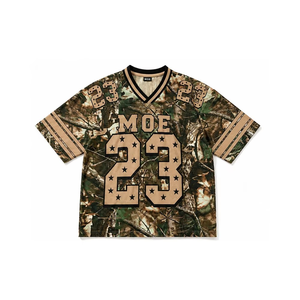 Camiseta de Fútbol Americano con Estampado de Camuflaje Realtree de Diseño Retro, Moda Urbana Hip Hop, Hombros Caídos, Camiseta de Fútbol al Por Mayor - Product Image 1
