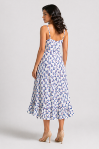 เดรสลายดอกไม้สำหรับผู้หญิง สไตล์โบฮีเมียน แขนกุด สายเดี่ยว ชายระบาย  ลำลอง ใส่ไปเที่ยวทะเล ปาร์ตี้  ทรงเอไลน์ - Product Image 3