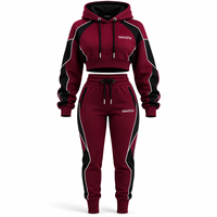 Ensemble de survêtement d'hiver en polaire pour femme, avec broderie, patchwork et strass, léger, deux pièces, streetwear, uni, respirant