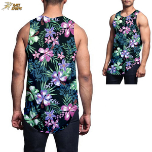 PACE SPORTS เสื้อกล้ามแขนกุดพิมพ์ลายดอกไม้คอกลมระบายอากาศใส่ลำลองสำหรับผู้ชาย - Product Image 6