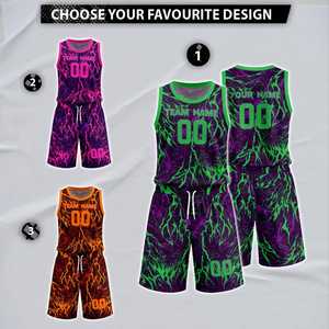 Uniforme de basket-ball personnalisé par sublimation, nom d'équipe personnalisé, 00, évacuation de l'humidité, respirant, 100% polyester, unisexe, adulte, toutes tailles - Product Image 1