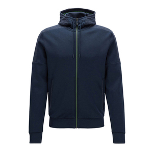 Survêtement unisexe bleu marine à manches longues, couleur unie, style sportif avec poches latérales, fermeture éclair, coupe classique, pour l'automne, en vente - Product Image 5