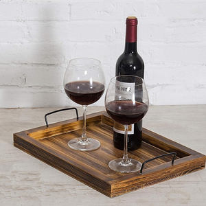 Pine Wood Rectangular Serving Tray with Metal Handles <b>Rustic</b> Home and Restaurant <b>Dining</b> <b>Table</b> Tray <b>Wooden</b> Decor Keepsake Tray - Product Image 4