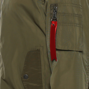 Men's Olive Green Solid Color Stand Collar Zipper Closure Windproof Polyester Fabric Value To Money Bomber <b>Jacket</b> For Sale - Product Image 2