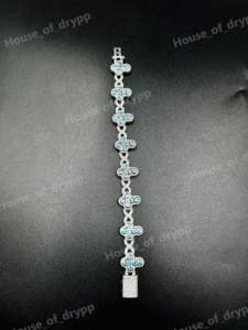 Pulsera Blue Cross Link de Plata 925 con Diamantes Moissanite VVS, Joyería de Diseño de Lujo para Hombre y Mujer - Product Image 5