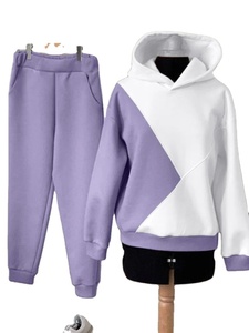 <b>Women</b> Winter Plus Size Matching Sports Suits Color Block Hooded Tops Elastic Waist <b>Sweatpants</b> Sets Casual Loose 2pcs Outfits - Product Image 3