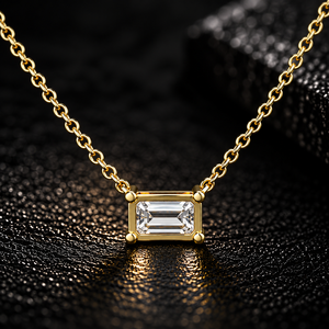 จี้เพชรทรงเอเมอรัลด์คัท เพชรเลี้ยงในห้องปฏิบัติการ ทองคำแท้ 14K DEF VVS รับรองโดย IGI สร้อยคอเพชรเม็ดเดี่ยวสำหรับวันครบรอบ เครื่องประดับชั้นดี - Product Image 4