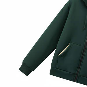 Winter <b>Thick</b> Zipper-Up Solid Regular Fit Fleece Pocket Hooded <b>Cardigan</b> Sweatshirt Unisex 100% Cotton New Warm Hoodie - Product Image 5