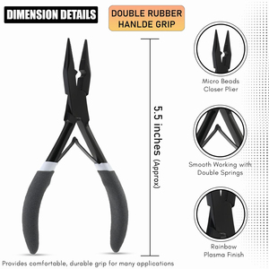 High Quality Stainless Steel Black Matte Hair Extension Tools Kit Micro Nano Ring Loop <b>Pliers</b> <b>Set</b> with Needle - Product Image 3
