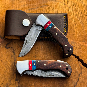 มีดพับ Damascus Back Lock EDC ทำมือ สำหรับล่าสัตว์ คุณภาพระดับอุตสาหกรรม รับประกัน 1 ปี รับทำแบรนด์ตามสั่งจำนวนมาก UA - Product Image 1