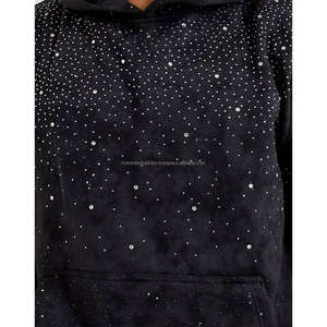 Sweat-shirts à strass, fabrication OEM, sweat-shirt en molleton de coton avec design en pierres brillantes, personnalisation de la marque disponible - Product Image 6