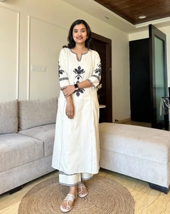 Indian Embroidered Khadi Cotton Kurta Pant - Product Image 4