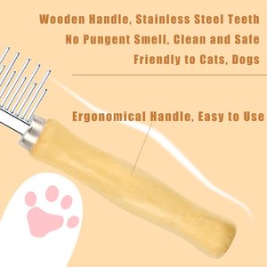 Peigne de toilettage pour animaux de compagnie en acier inoxydable écologique pour chiens et chats |   Peigne démêlant professionnel anti-rouille à 48 dents - Product Image 4