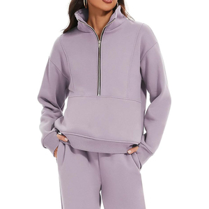 Customized Logo Front Half Zip <b>Long</b> Sleeve Pullover 1/4 Half Zip <b>Sweatshirts</b> for Women With Pockets Personalized Design - Product Image 4