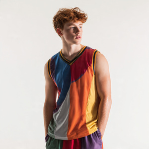 Football Training Sublimation Tank Top Men 100% Polyester Sublimated Singlet Sleeveless Square Neck Football Vest Tops Men - Product Image 3