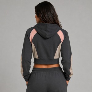 Women's 100% Cotton Winter Warm Comfy Hooded Jacket Autumn Winter Fleece Lined <b>Zip</b>-<b>Up</b> Kangaroo Pocket Logo on Front OEM - Product Image 2