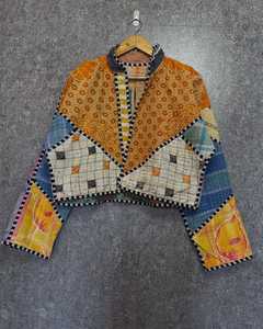 Floral Printed Quilted <b>Jacket</b> Women's Full Sleeve Zipper Closure Spring Style Regular Length 100% Polyester Woven Fabric - Product Image 3