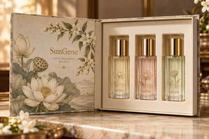 Boîte d'emballage de parfum personnalisée de style livre à charnières, parfum Lotus Archive - Product Image 1