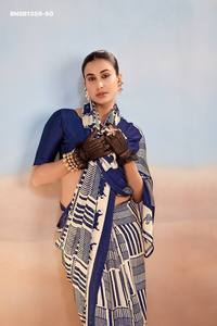 High Quality Satin Chiffon with Stripe Printed <b>Saree</b>-<b>Blouse</b> Collection Supplier from India At Wholesale Rate <b>Saree</b> Love - Product Image 2