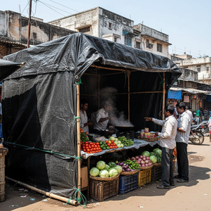 ผ้าใบกันน้ำสำหรับแผงลอยขายของกลางแจ้ง Reinforced Edge Hawker แบบเคลือบสองชั้น ผ้าใบตลาด Hawker ชนิด PVC แข็งแรงทนทาน แบบม้วน - Product Image 2