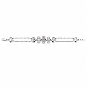 Pulsera de Cadena de Plata de Ley 925 con Diamantes para Mujer, Diseño Geométrico de Eslabones con Alto Brillo, Joyería para Fiestas, Bodas y Uso Diario - Product Image 5