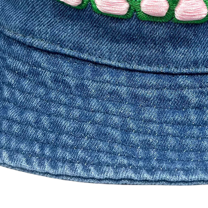 AKA Denim Bucket <b>Hat</b> Pink Embroidered Letter Blue Denim Cotton Cap Adjustable Casual Fashion Streetwear Outdoor <b>Hat</b> for <b>Men</b> - Product Image 5