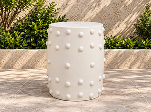 Taburete de Jardín Moderno, Ecológico, Duradero, Ligero, de Hormigón Blanco, Mesa Auxiliar con Diseño 3D para Interiores, Exteriores, Hogar y Patio - Product Image 3