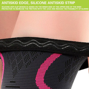 Genouillère noire avec surpiqûres rouges, compression élastique pour hommes, idéale pour l'entraînement en salle de sport - Product Image 6