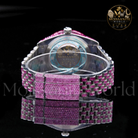 Montres de luxe vintage pour hommes, quartz rose diamanté, date, style hip-hop, serties de pierres, idéales pour les fêtes et les événements spéciaux