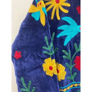 Hand Embroidered <b>Velvet</b> Cotton <b>Jacket</b> <b>Women</b> Mandarin Collar Full Sleeve Winter Bohemian Eye Pattern Open Front Coat - Product Image 5