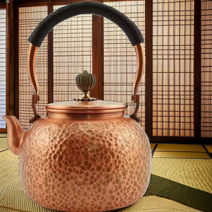 Handmade Hammered <b>Copper</b> Teapot Round Antique Style Tableware for Home Decoration - Product Image 6