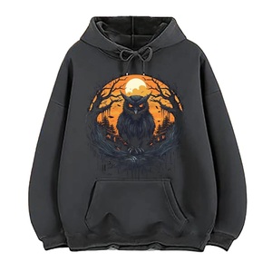 Sweat-shirt à capuche noir pour homme avec logo vert au dos, poche, coupe classique, vêtement d'automne, 500g - Product Image 4